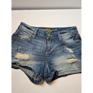 Arizona Distressed Light Wash Micro Jean Shorts Size 3